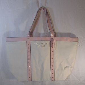 Victoria's Secret Canvas Tote Bag Studded NWT